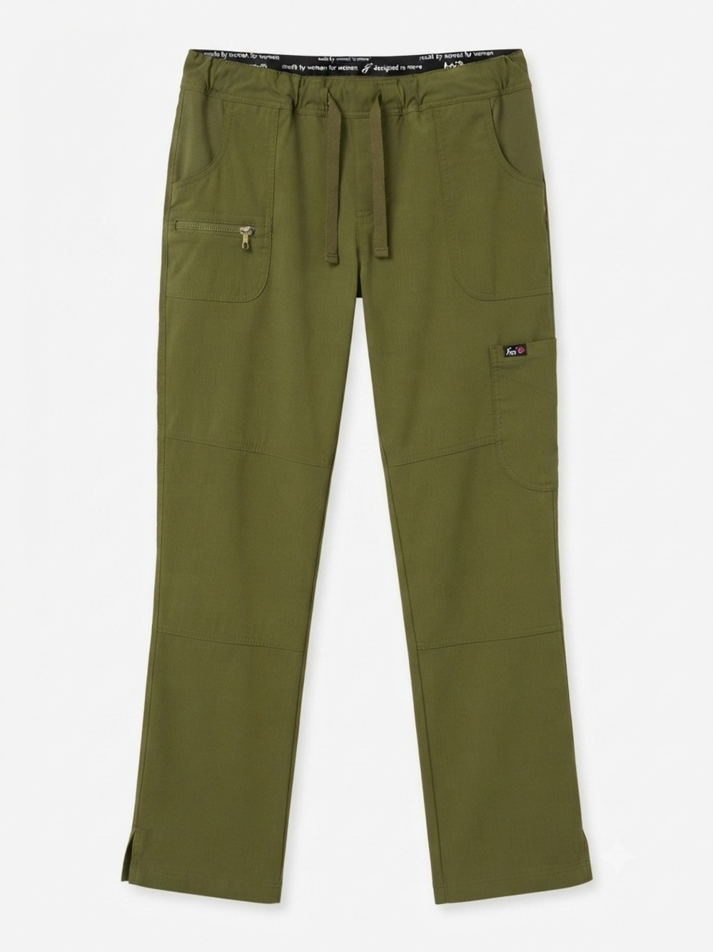 Men's Olive Green Work Pants with Drawstring Waist